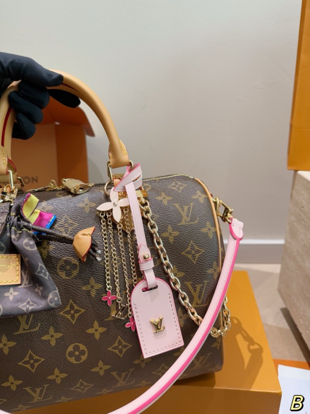 ルイヴィトン スーパーコピー ナノスピーディ モノグラム チャーム装飾 ミニボストンバッグ ブラウンピンク 人気モデル_6