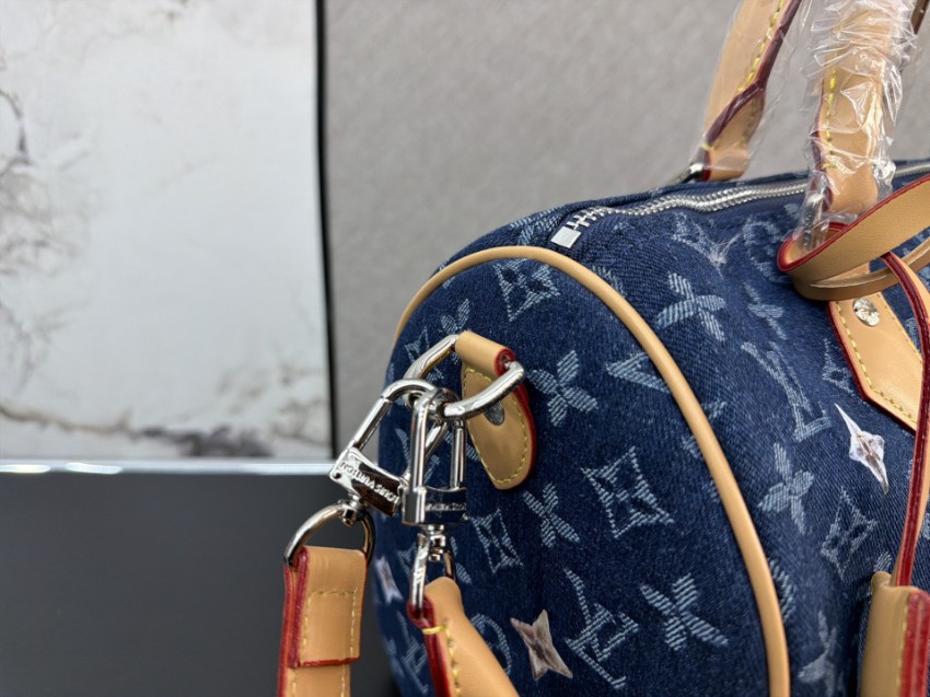 ルイヴィトン コピー ナノスピーディ デニム調モノグラム 刺繍アクセント ミニボストンバッグ ネイビー レディース_1