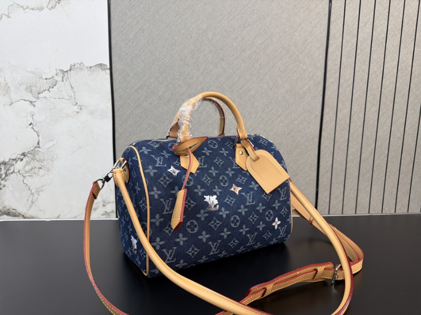 ルイヴィトン コピー ナノスピーディ デニム調モノグラム 刺繍アクセント ミニボストンバッグ ネイビー レディース_3