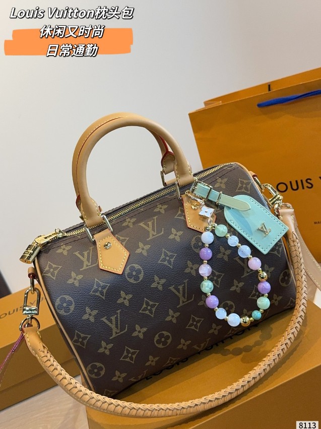 ルイヴィトン ハイブランド ナノスピーディ モノグラム ビーズチャーム装飾 コンパクトバッグ ブラウン 注目商品_4