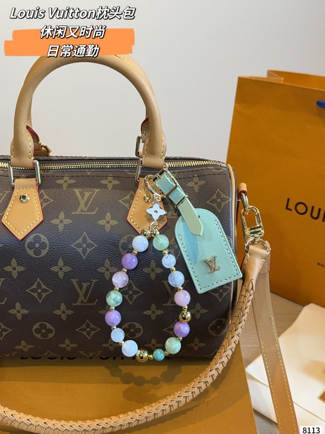 ルイヴィトン ハイブランド ナノスピーディ モノグラム ビーズチャーム装飾 コンパクトバッグ ブラウン 注目商品_5