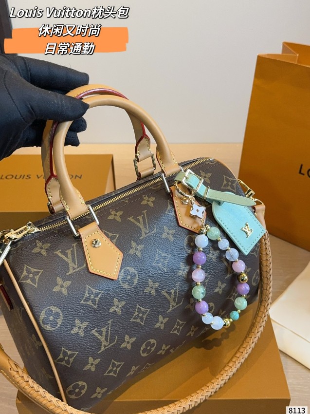 ルイヴィトン ハイブランド ナノスピーディ モノグラム ビーズチャーム装飾 コンパクトバッグ ブラウン 注目商品_8