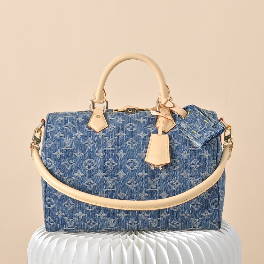 ルイヴィトン スーパーコピー ナノスピーディ デニム ジャカード ミニボストンバッグ ブルー 人気モデル_1