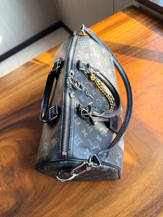 ルイヴィトン 並行輸入品 ナノスピーディ モノグラム ブラックチェーン ハンドバッグ グレー 人気モデル_6