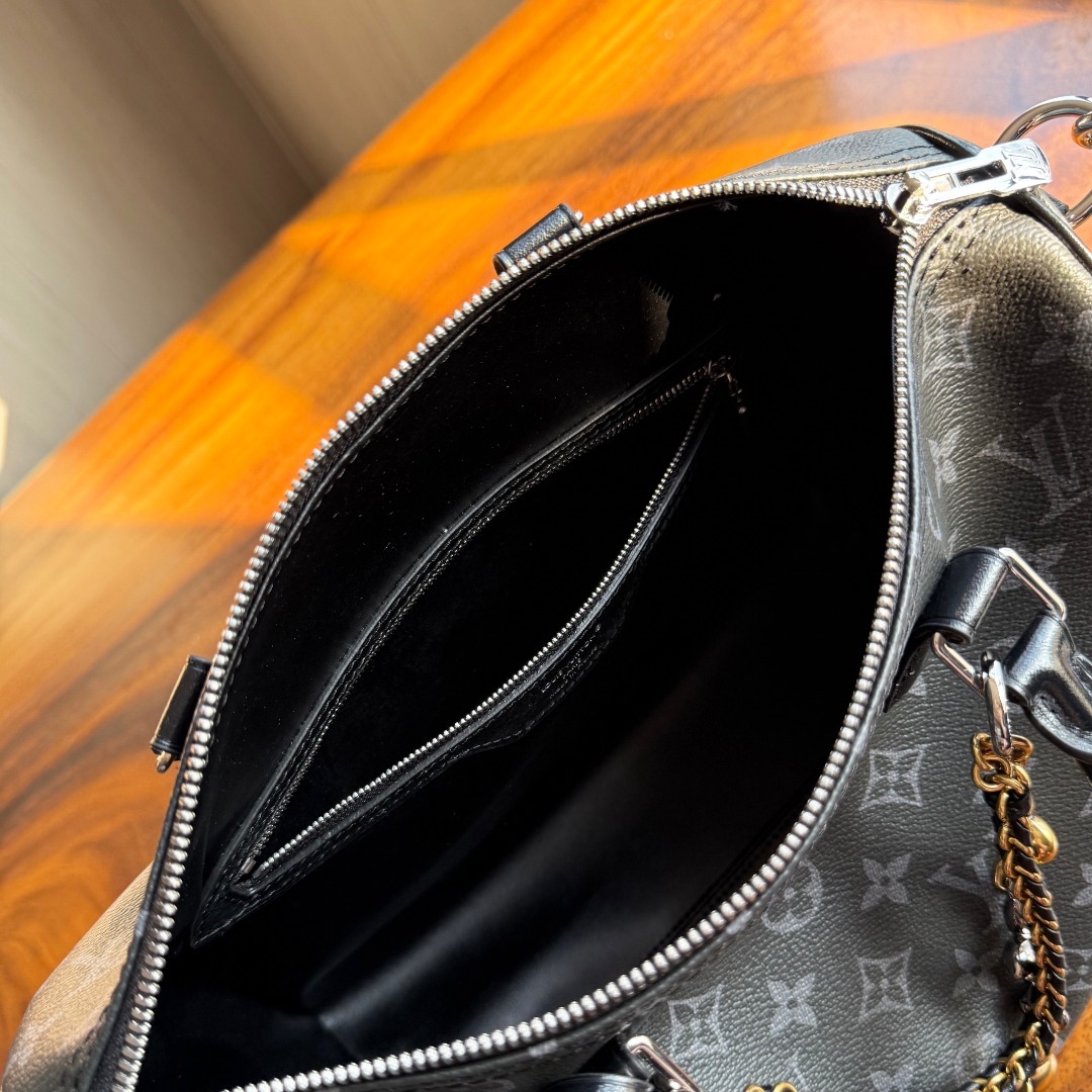 ルイヴィトン 並行輸入品 ナノスピーディ モノグラム ブラックチェーン ハンドバッグ グレー 人気モデル_9