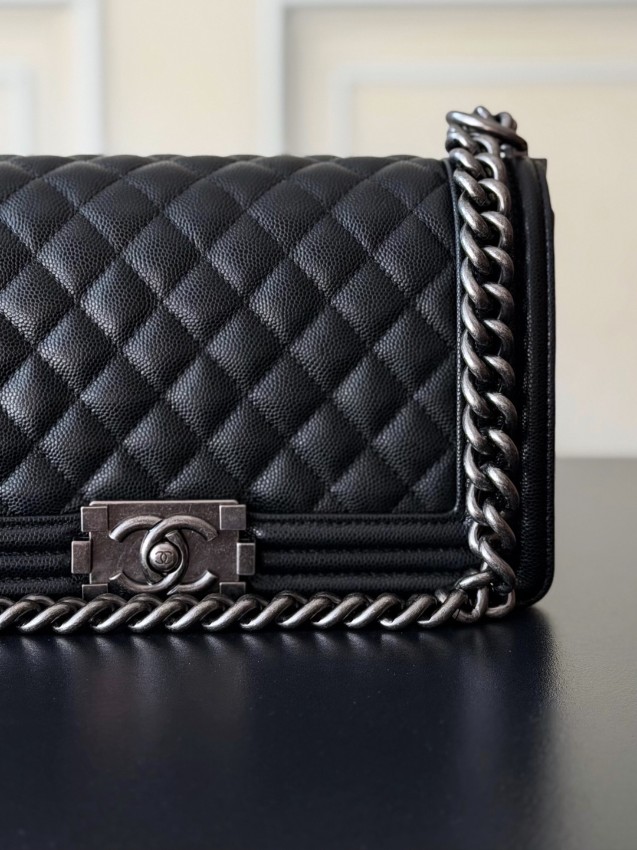 シャネル スーパーコピー ボーイシャネル チェーンショルダーバッグ ブラック レザー ミニバッグ 人気モデル_4