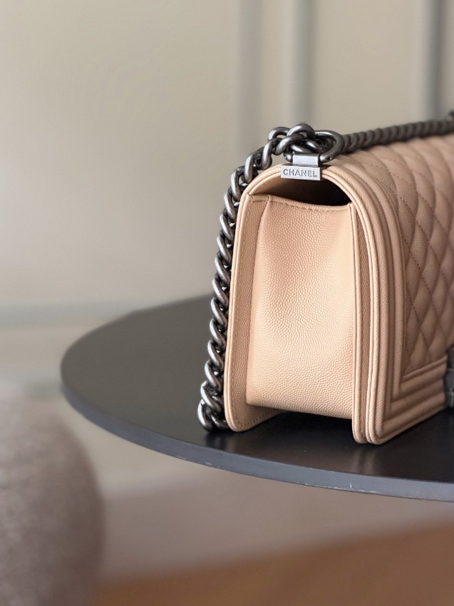シャネル 並行輸入品 ボーイシャネル チェーンショルダーバッグ ベージュ レザー コンパクトバッグ 売れ筋_1