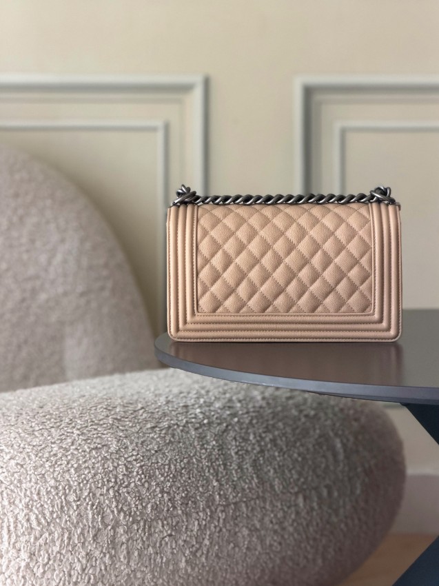 シャネル 並行輸入品 ボーイシャネル チェーンショルダーバッグ ベージュ レザー コンパクトバッグ 売れ筋_5