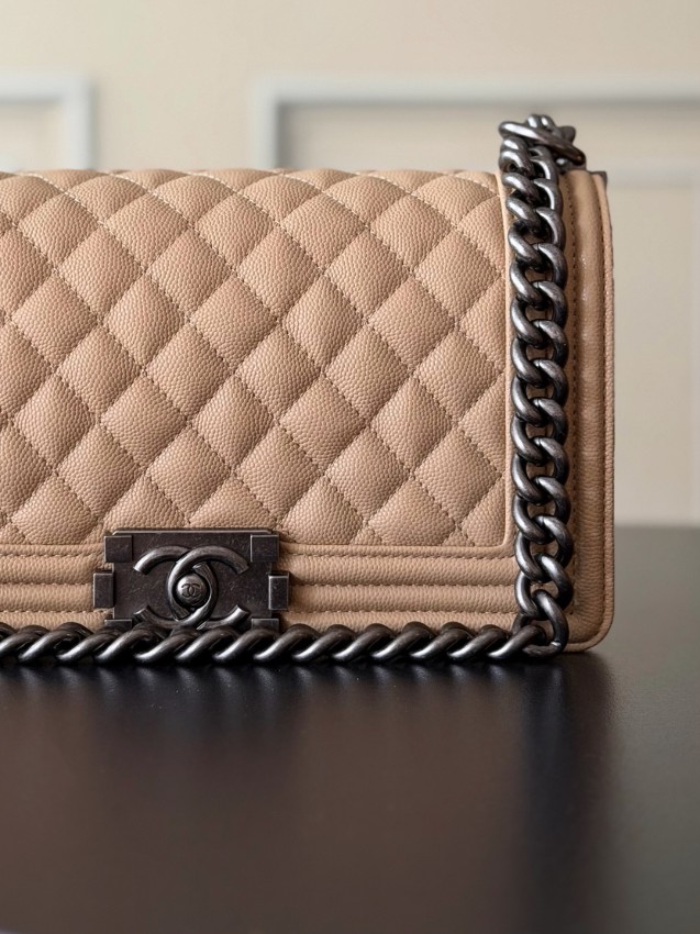 シャネル 並行輸入品 ボーイシャネル チェーンショルダーバッグ ベージュ レザー コンパクトバッグ 売れ筋_7