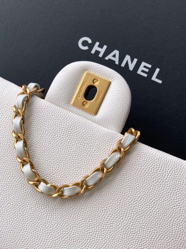 シャネル ハイブランド クラシックフラップ 2WAYハンドバッグ ホワイト キルティング レディース AS5702_8