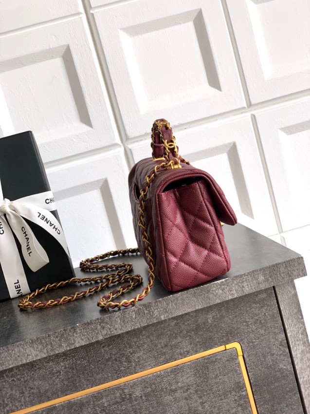 シャネル ハイブランド クラシックフラップ ハンドバッグ ボルドー キルティングレザー 上品仕上げ AS5701_2