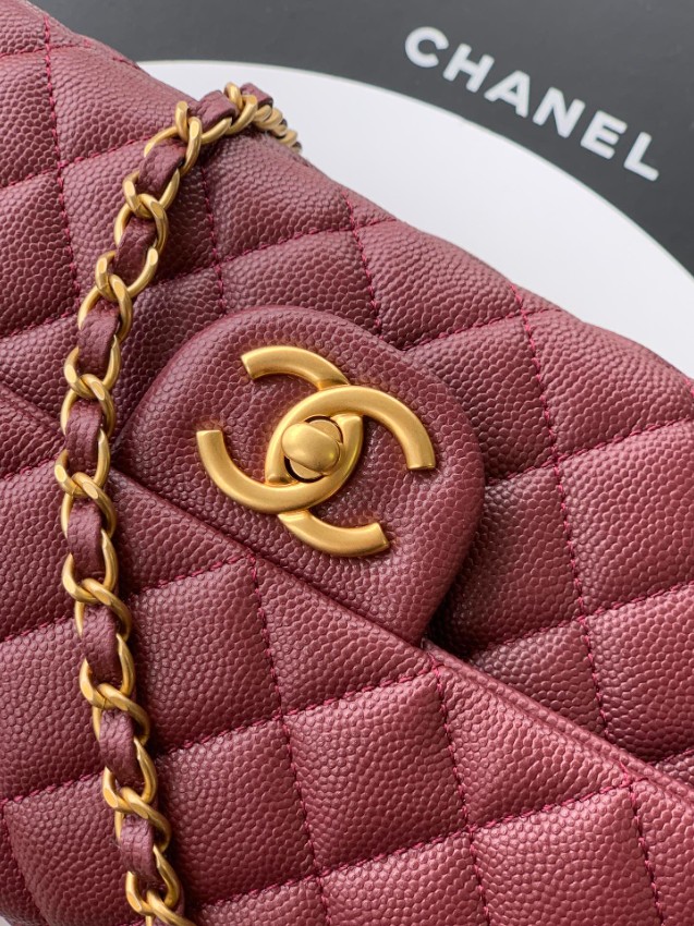 シャネル 並行輸入品 クラシックフラップ コンパクトバッグ ボルドー キルティング加工 上品デザイン AS5702_3