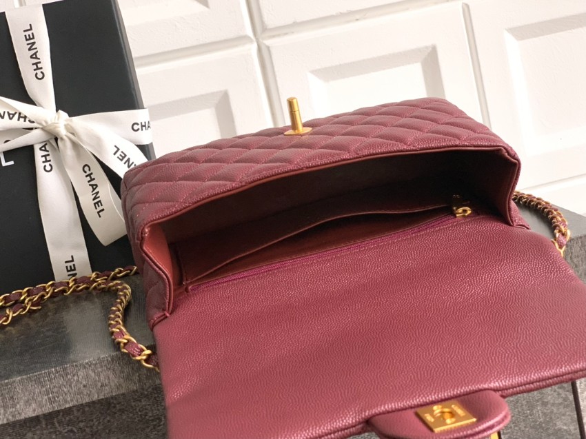 シャネル 並行輸入品 クラシックフラップ コンパクトバッグ ボルドー キルティング加工 上品デザイン AS5702_8