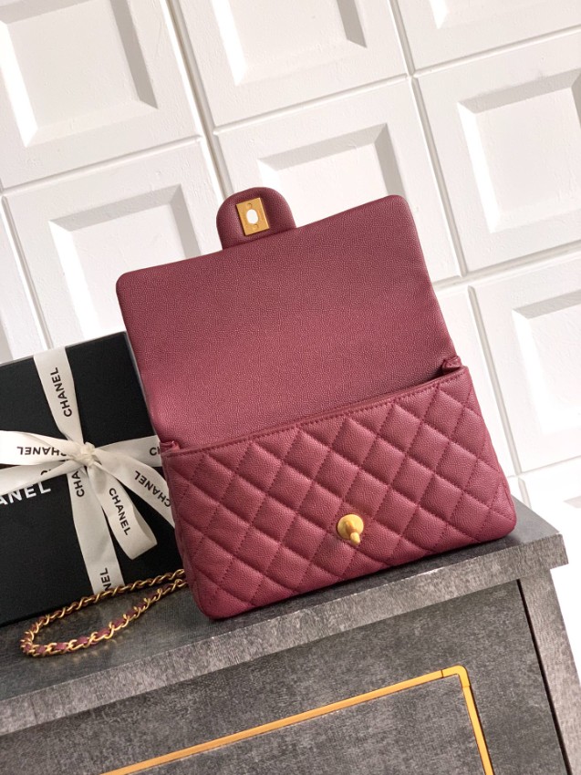 シャネル 並行輸入品 クラシックフラップ コンパクトバッグ ボルドー キルティング加工 上品デザイン AS5702_7