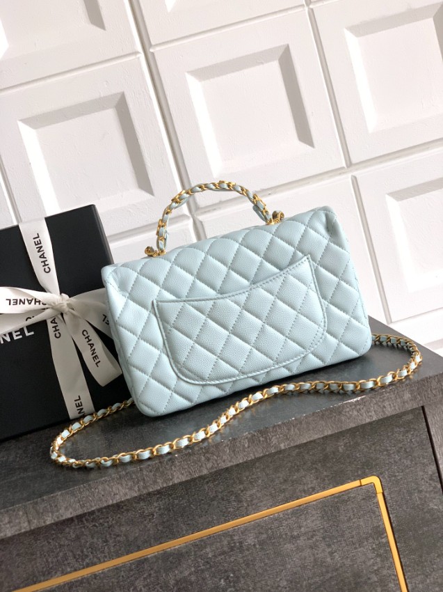 シャネル スーパーコピー クラシックフラップ コンパクトバッグ ライトブルー キルティング 上品仕上げ AS5702_1
