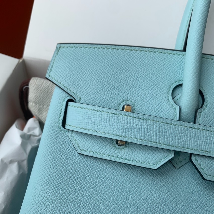 エルメス スーパーコピー 届く バーキン ハンドバッグ ライトブルー シボレザー ゴールド金具 上品カラー レディース_4