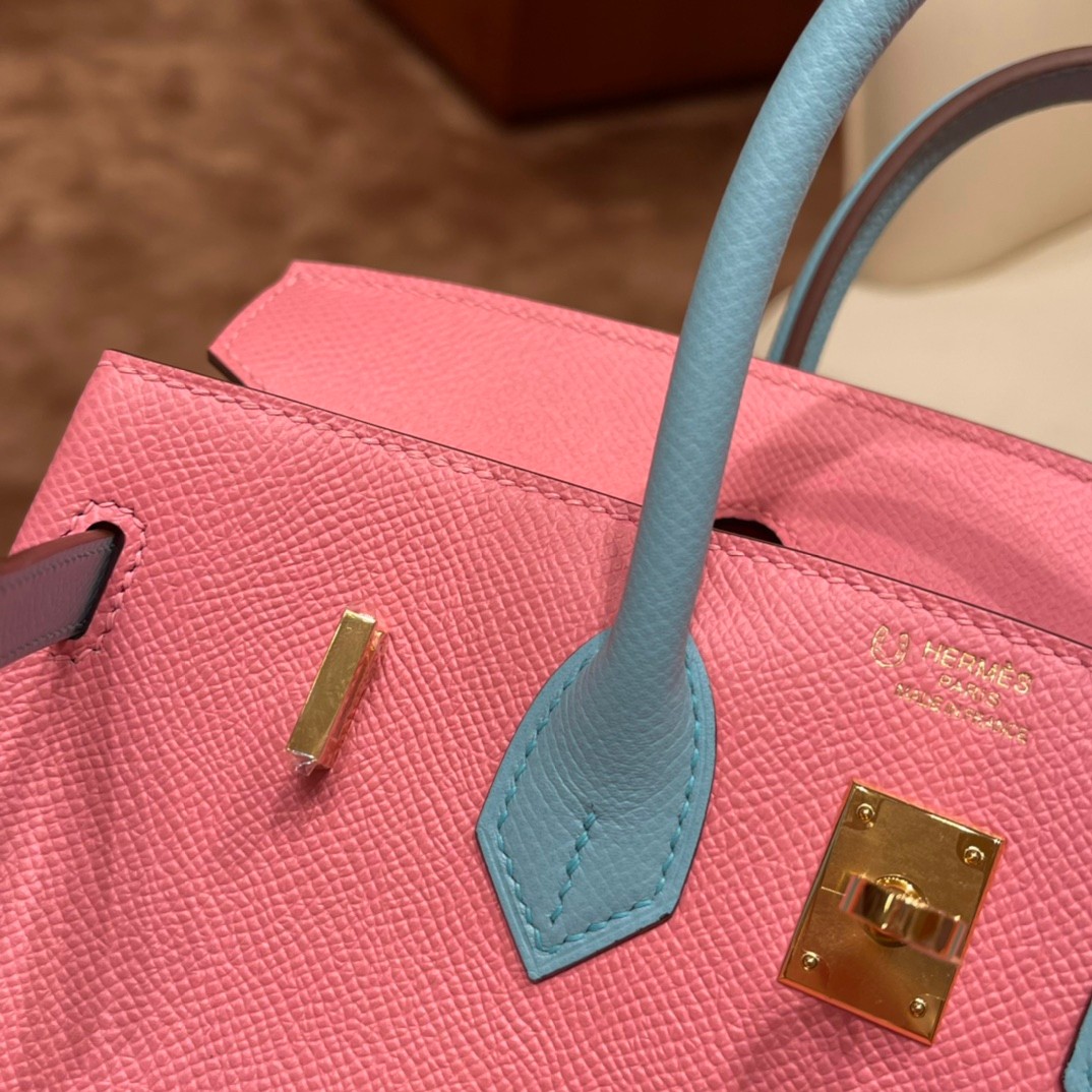 エルメス 並行輸入品 バーキン ミニバッグ ピンク ブルー ゴールド金具 売れ筋_8