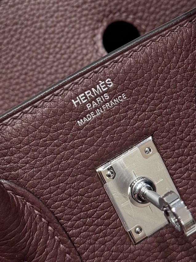 エルメス コピー バーキン ハンドバッグ ダークブラウン シルバー金具 レディース 定番_2