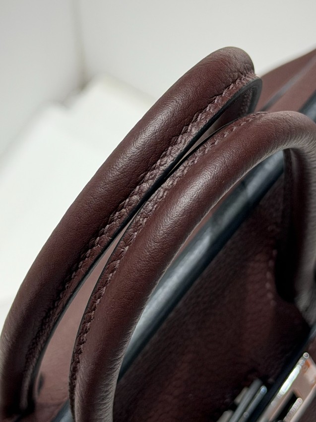 エルメス コピー バーキン ハンドバッグ ダークブラウン シルバー金具 レディース 定番_1