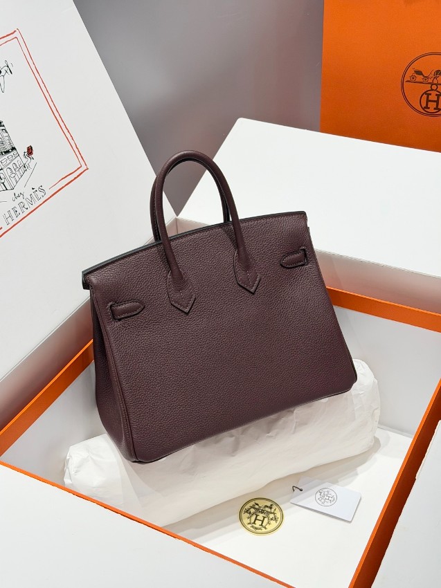 エルメス コピー バーキン ハンドバッグ ダークブラウン シルバー金具 レディース 定番_9