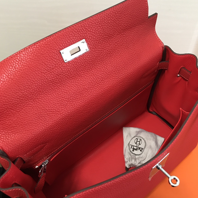 エルメス ハイブランド ケリー 2WAYハンドバッグ レッド シルバー金具 新作_2