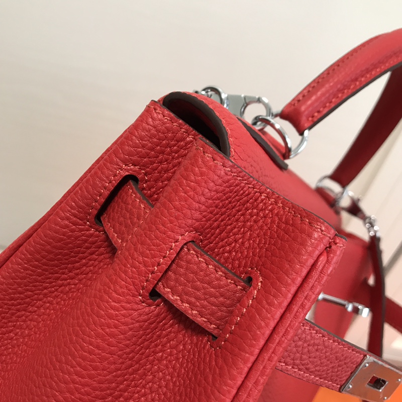 エルメス ハイブランド ケリー 2WAYハンドバッグ レッド シルバー金具 新作_5