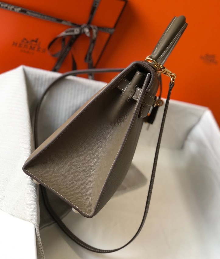 エルメス ハイブランド ケリー ハンドバッグ グレージュ ゴールド金具 注目商品_7