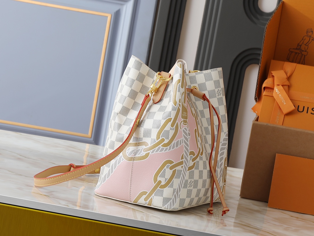 ルイヴィトン ハイブランド ネオノエ バケットバッグ ダミエアズール ピンク 売れ筋_3
