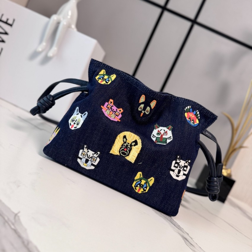 ロエベ n級品 フラメンコ ミニバッグ デニム 刺繍アート レディース おすすめ 新作_4