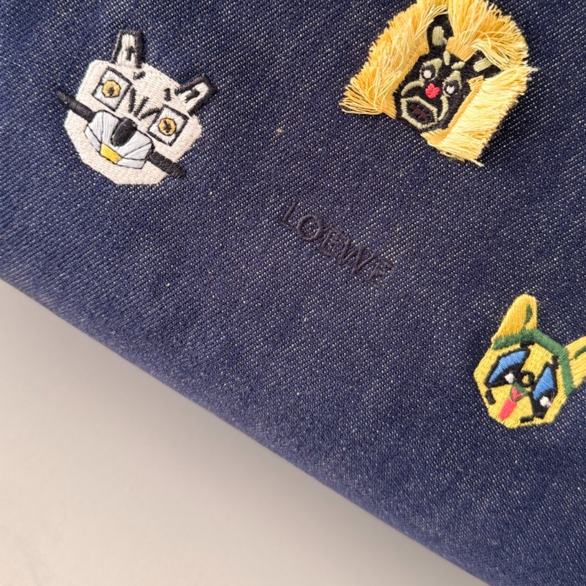 ロエベ コピー フラメンコ ショルダーバッグ デニム 刺繍デザイン レディース 注目商品_3