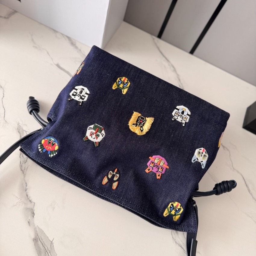 ロエベ コピー フラメンコ ショルダーバッグ デニム 刺繍デザイン レディース 注目商品_4