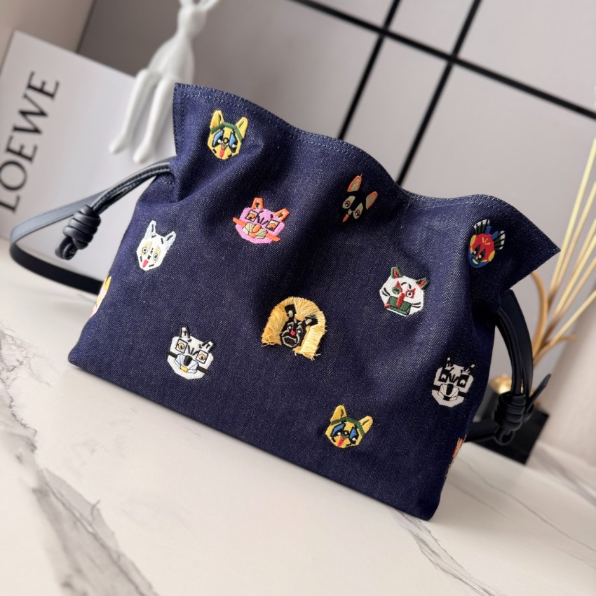 ロエベ コピー フラメンコ ショルダーバッグ デニム 刺繍デザイン レディース 注目商品_6