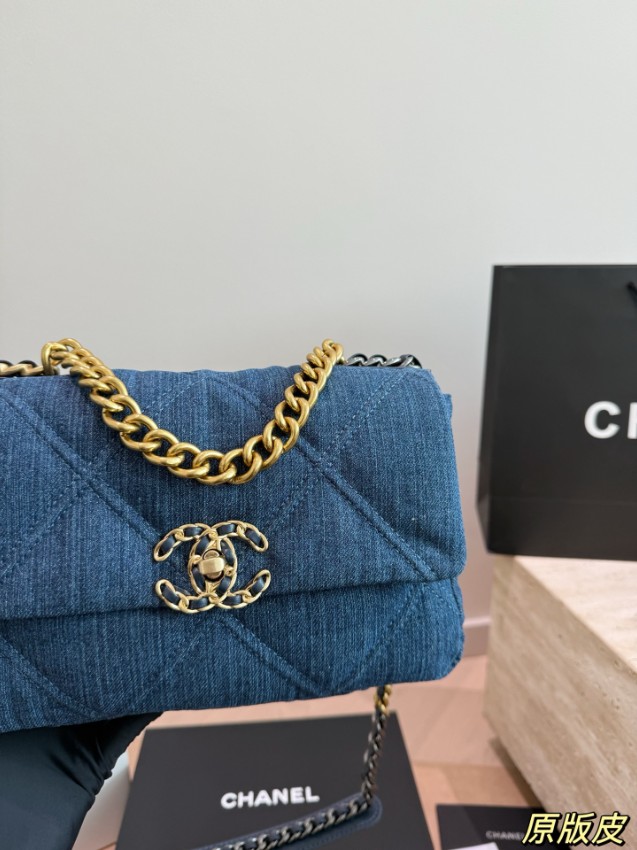 シャネル n級品 シャネル19 デニムチェーンバッグ ネイビー 人気モデル_6