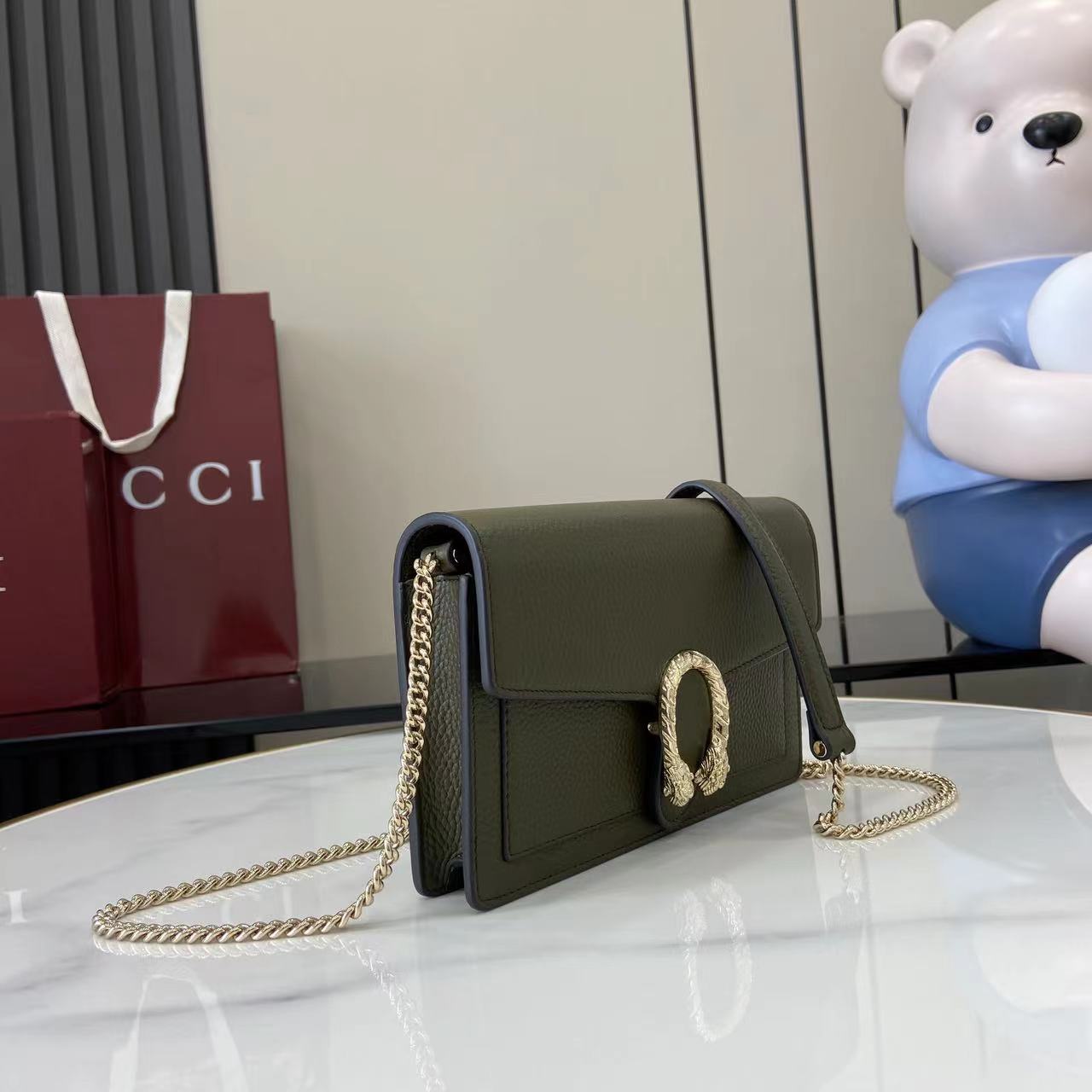 グッチ n級品 ディオニュソス ミニボストンバッグ カーキグリーン おすすめ 上品チェーン_1
