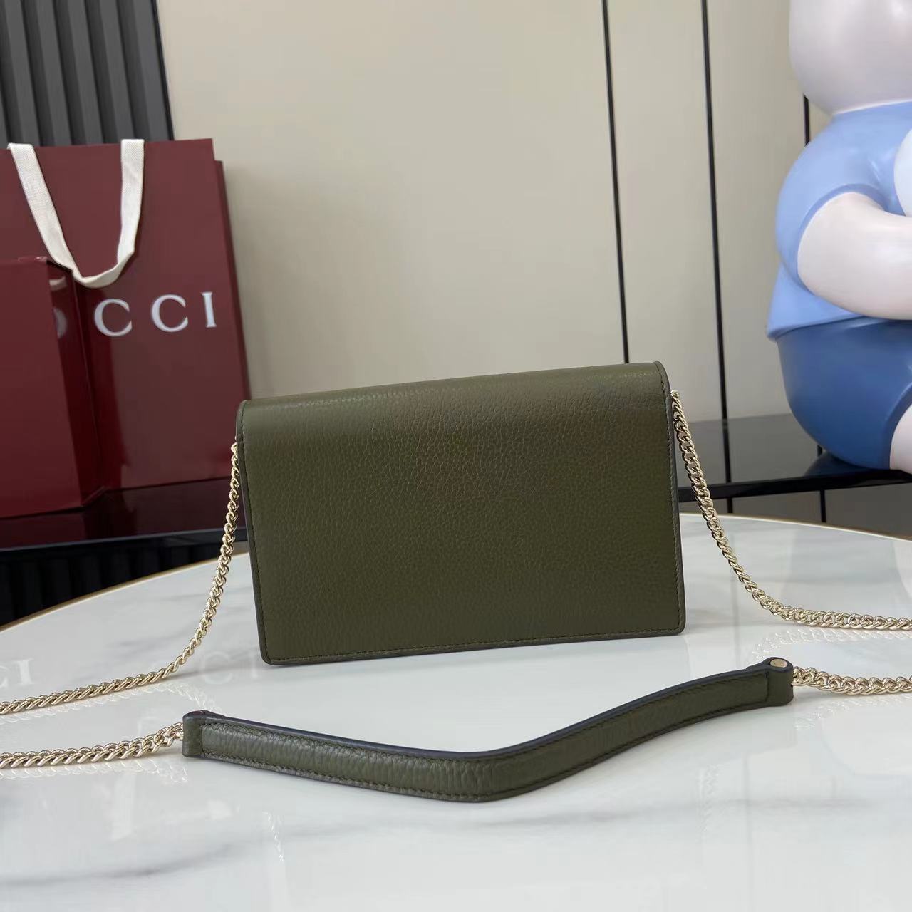 グッチ n級品 ディオニュソス ミニボストンバッグ カーキグリーン おすすめ 上品チェーン_5