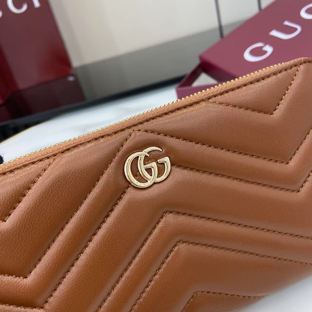 グッチ 並行輸入品 GGマーモント ラウンドジップ長財布 ブラウン レディース 通販 837758_8