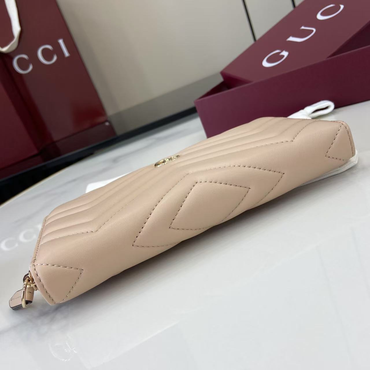グッチ スーパーコピー 届く GGマーモント ラウンドジップ長財布 ベージュ レディース 人気モデル 837758_10