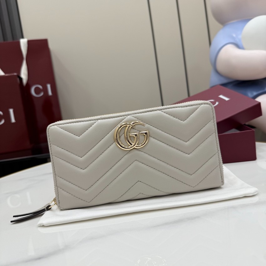 グッチ 並行輸入品 GGマーモント ラウンドジップ長財布 ホワイト レディース 注目商品 443123_9