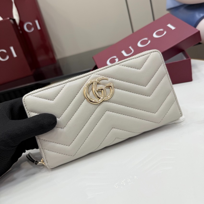 グッチ 並行輸入品 GGマーモント ラウンドジップ長財布 ホワイト レディース 注目商品 443123_6