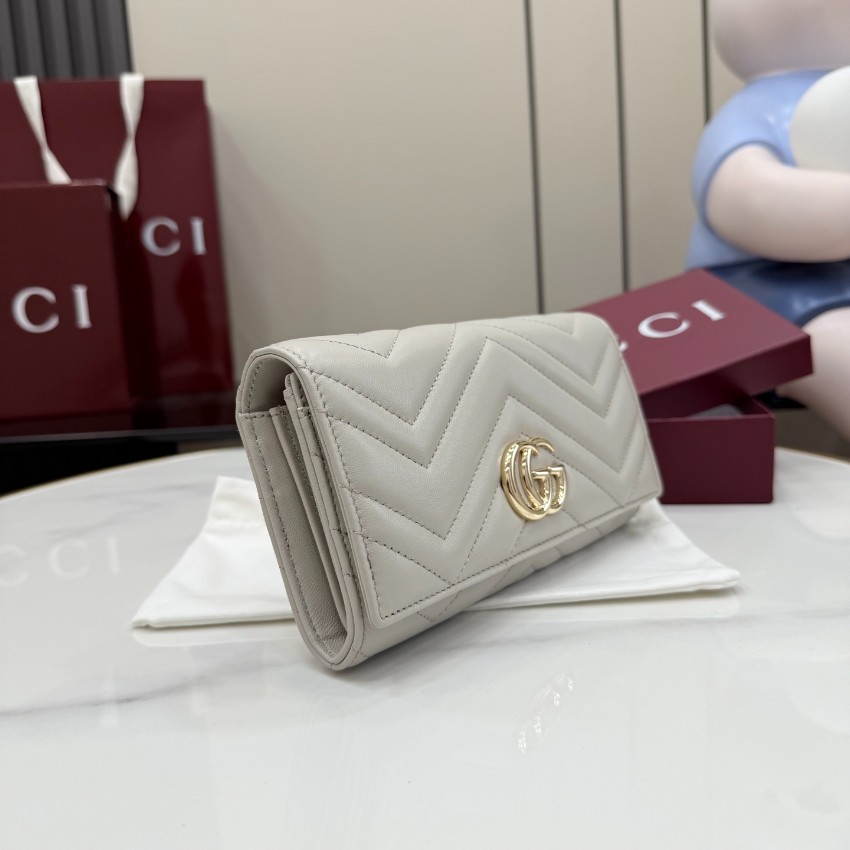 グッチ スーパーコピー 届く GGマーモント フラップ長財布 コンチネンタルウォレット ホワイト 売れ筋 443436_6