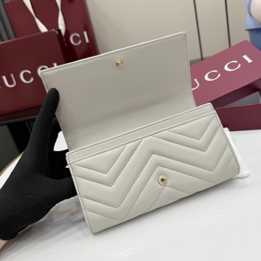 グッチ スーパーコピー 届く GGマーモント フラップ長財布 コンチネンタルウォレット ホワイト 売れ筋 443436_7