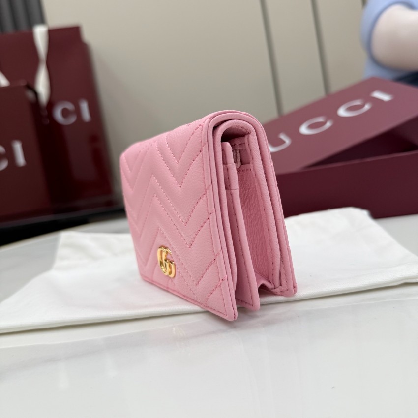 グッチ 並行輸入品 GGマーモント コンパクトウォレット ピンク レザー レディース 定番 466492_1