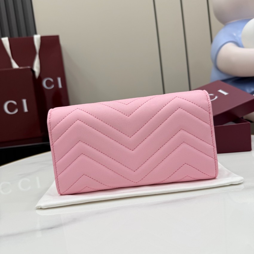 グッチ コピー GGマーモント フラップ長財布 ピンク レザー レディース 通販 443436_5