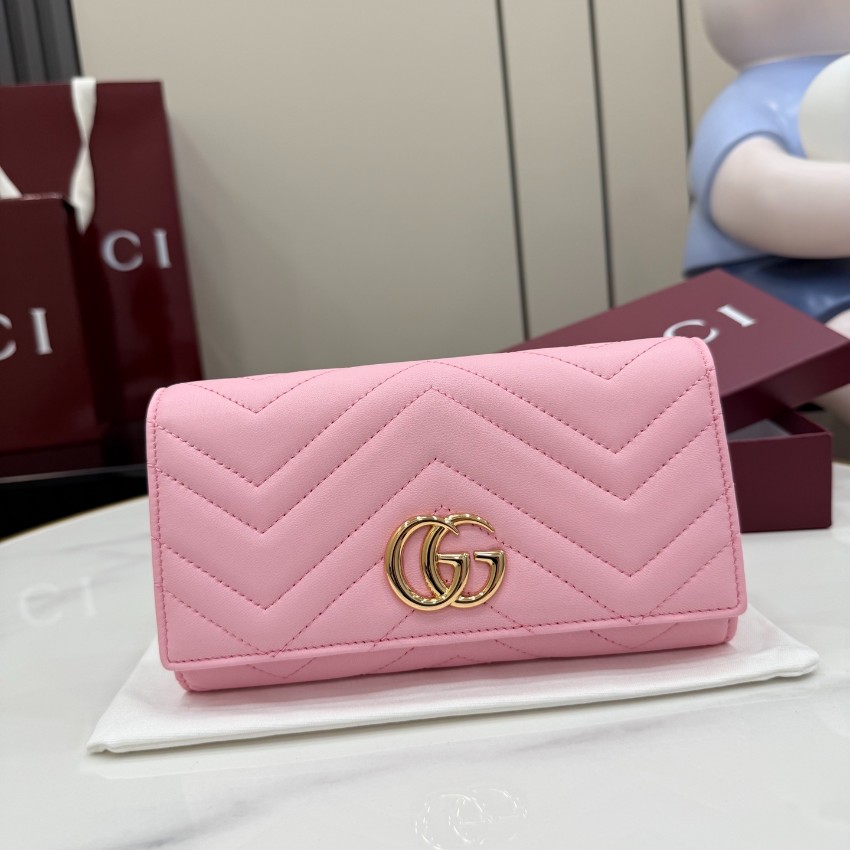 グッチ コピー GGマーモント フラップ長財布 ピンク レザー レディース 通販 443436_9