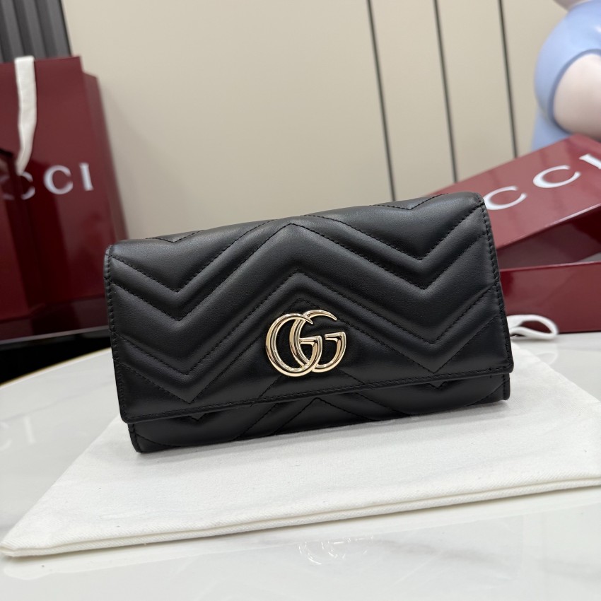グッチ スーパーコピー GGマーモント フラップ長財布 ブラック レザー レディース 人気モデル 443436_3