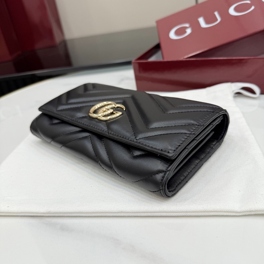 グッチ スーパーコピー GGマーモント フラップ長財布 ブラック レザー レディース 人気モデル 443436_7