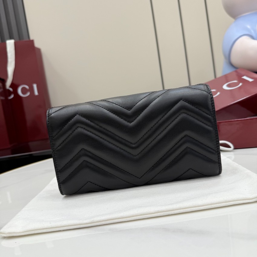 グッチ スーパーコピー GGマーモント フラップ長財布 ブラック レザー レディース 人気モデル 443436_10