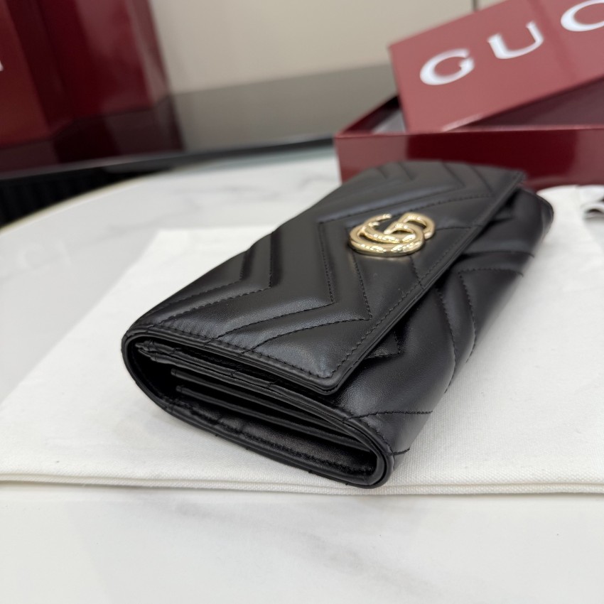 グッチ スーパーコピー GGマーモント フラップ長財布 ブラック レザー レディース 人気モデル 443436_8