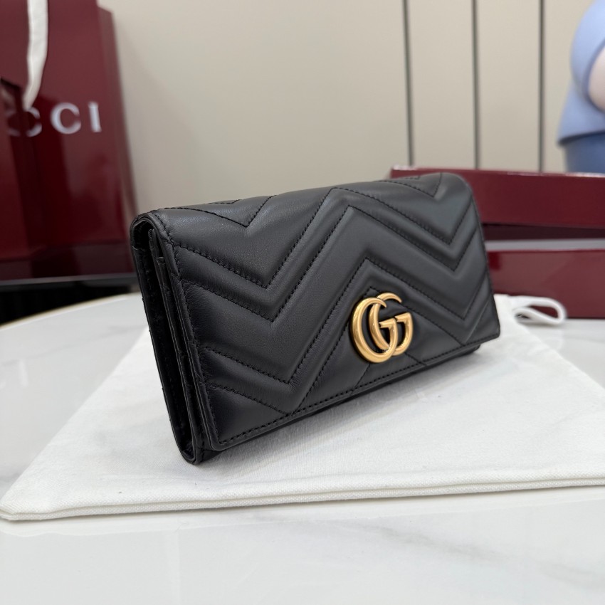 グッチ スーパーコピー GGマーモント フラップ長財布 ブラック レザー レディース 売れ筋 443436_9