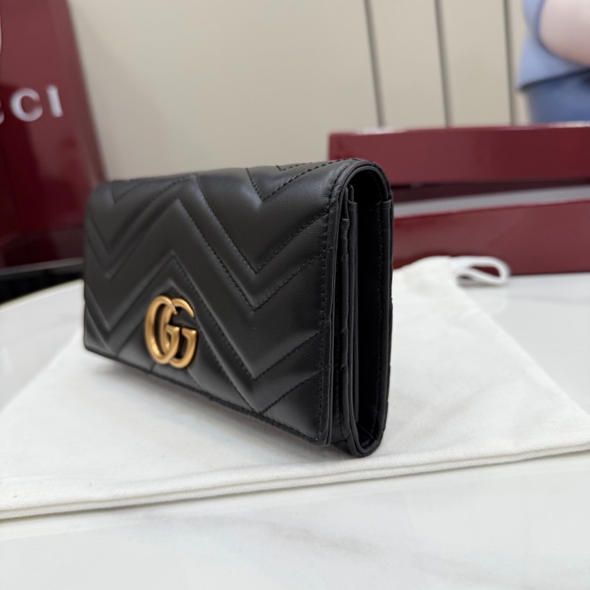 グッチ スーパーコピー GGマーモント フラップ長財布 ブラック レザー レディース 売れ筋 443436_8